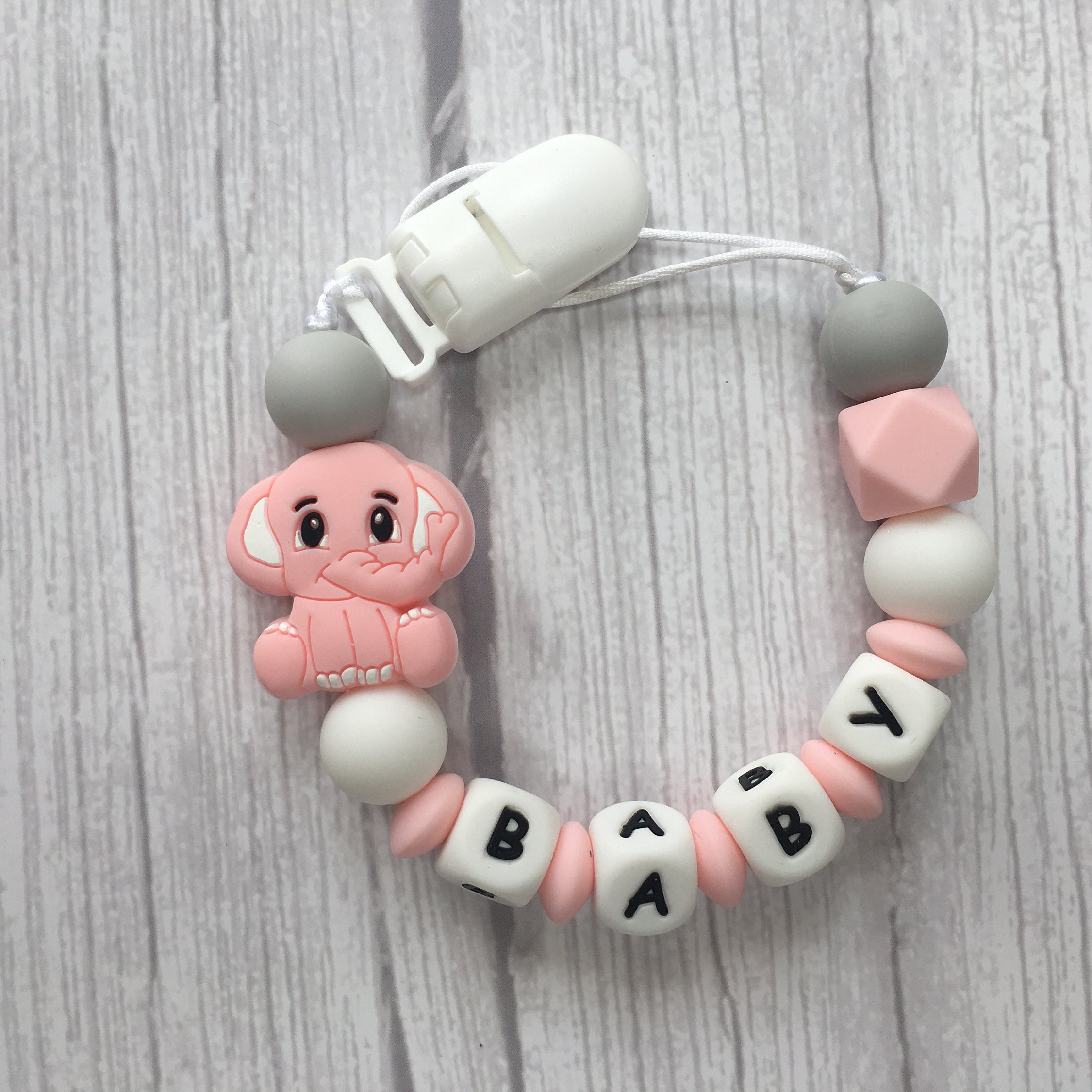 Baby Personalized Pacifier Clip with Name Silicone Beads Dummy Etsy