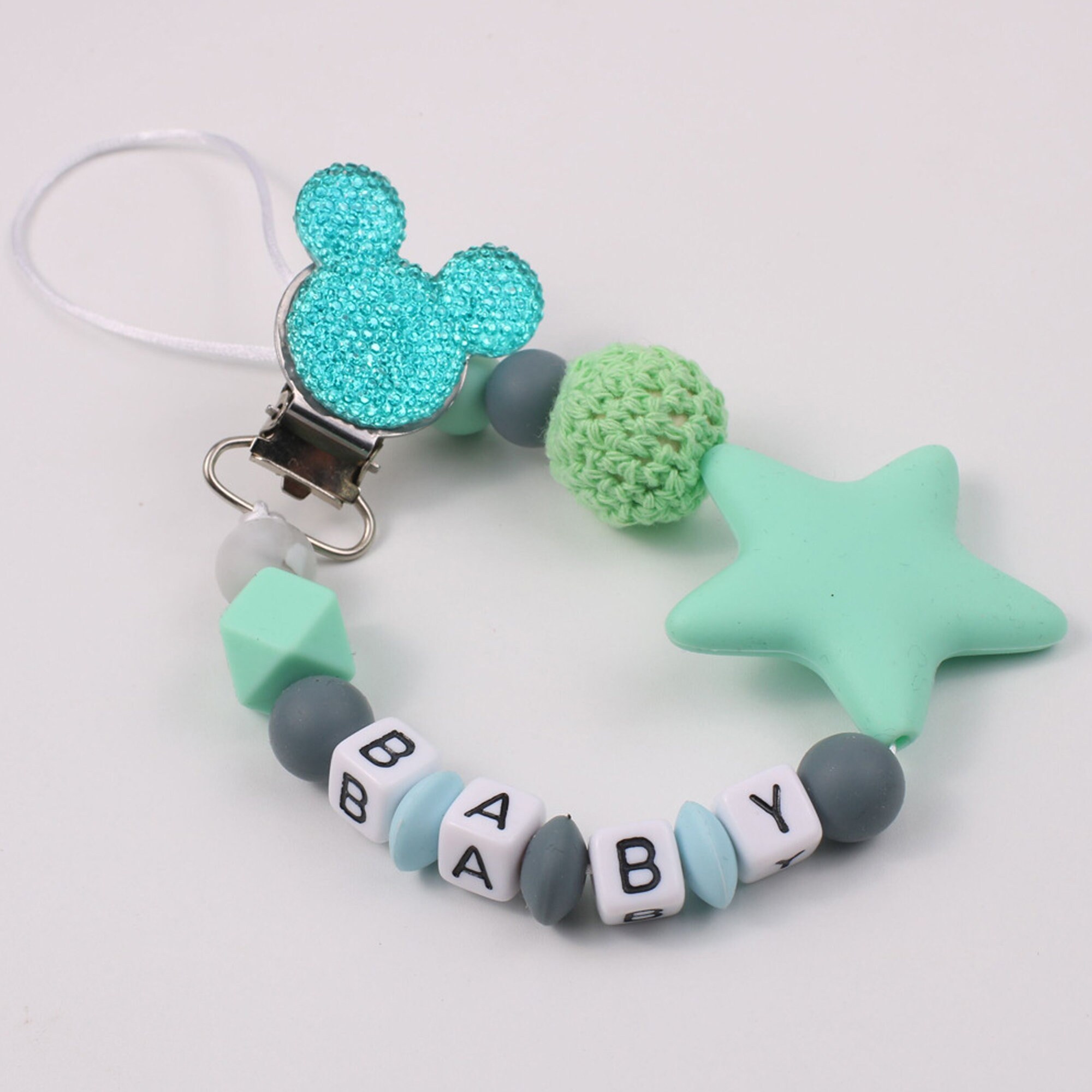 Baby Personalized Pacifier Clip with Name Silicone Soother Etsy