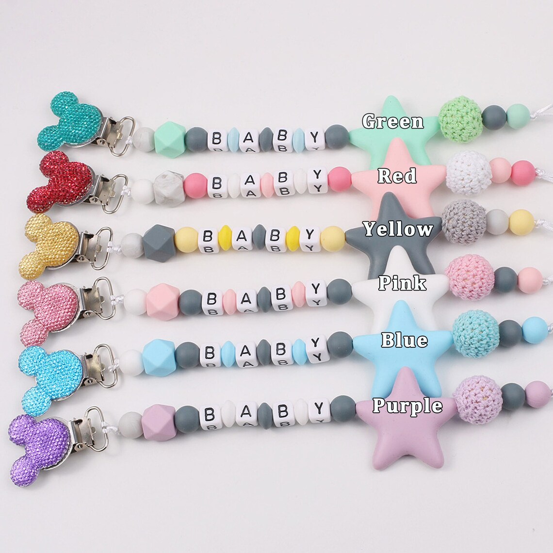 Baby Personalized Pacifier Clip with Name Silicone Soother Etsy