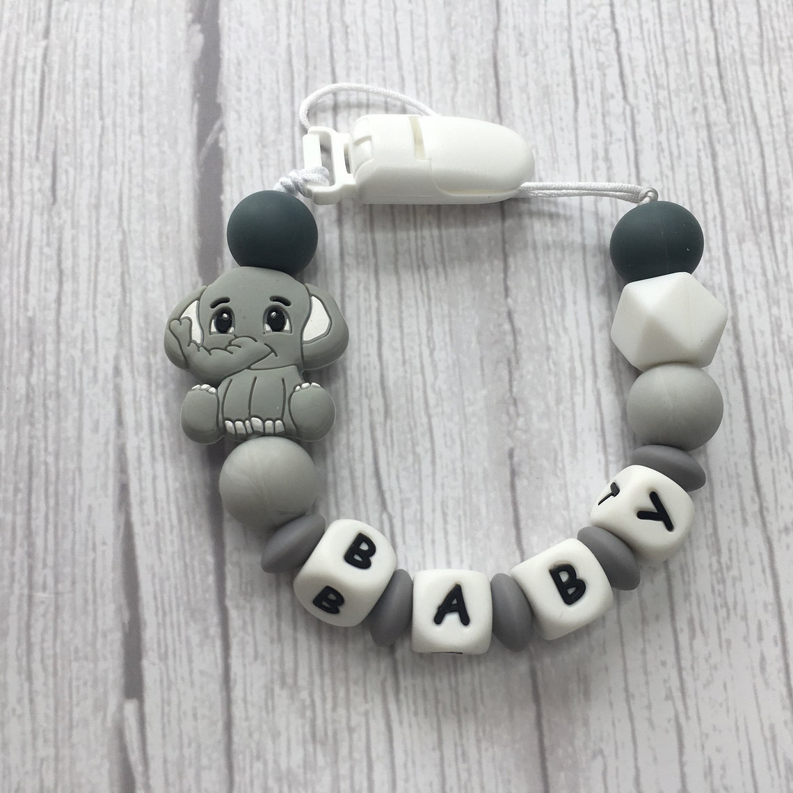 Baby Personalized Pacifier Clip with Name Silicone Beads Dummy Etsy