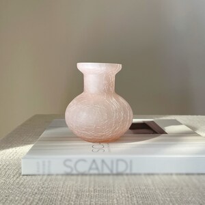 Vintage pink crackled glass vase