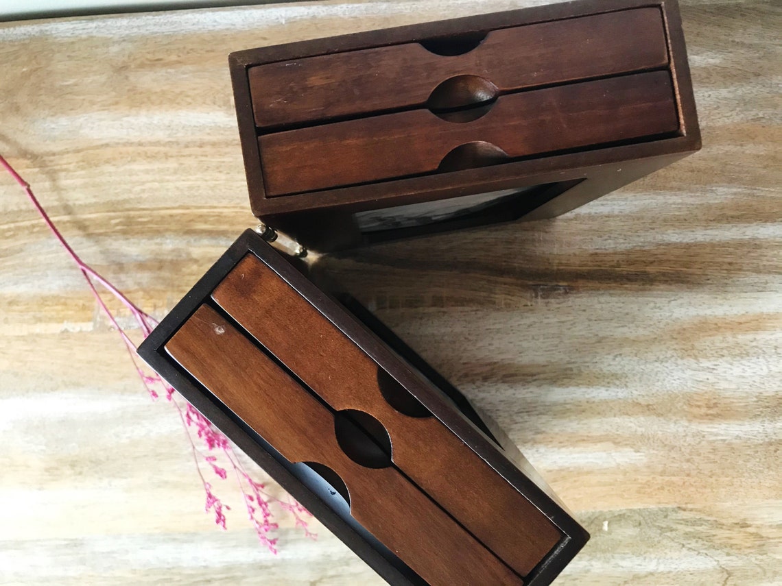 Vintage wooden photo album box / photo storage / wooden photo Etsy