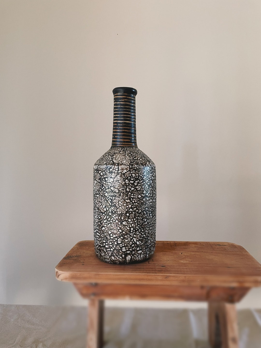 Large Bottle Neck Vase Speckled Design Etsy