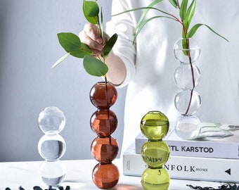 Transparent VOSAREA 3Pcs Transparent Glass Vases Bubble Vintage Table Vase Decorative Glass Hydroponic Vases Floral Container Branches Faux Artificial Flowers Dried Flowers Tube for Home Transparent VOSAREA 3Pcs Transparent Glass Vases Bubble Vintage Table Vase Decorative Glass Hydroponic Vases Floral Container Branches Faux Artificial Flowers Dried Flowers Tube for Home