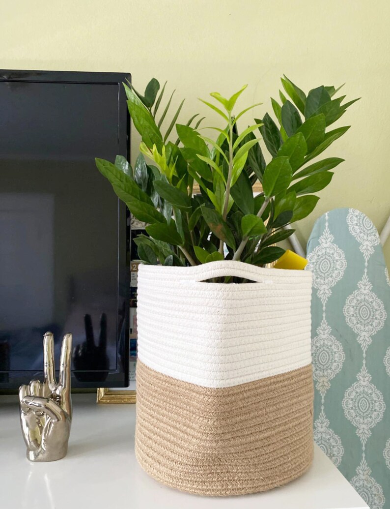 Woven Basket Plant Stand Rope Plant Basket for Planter Etsy