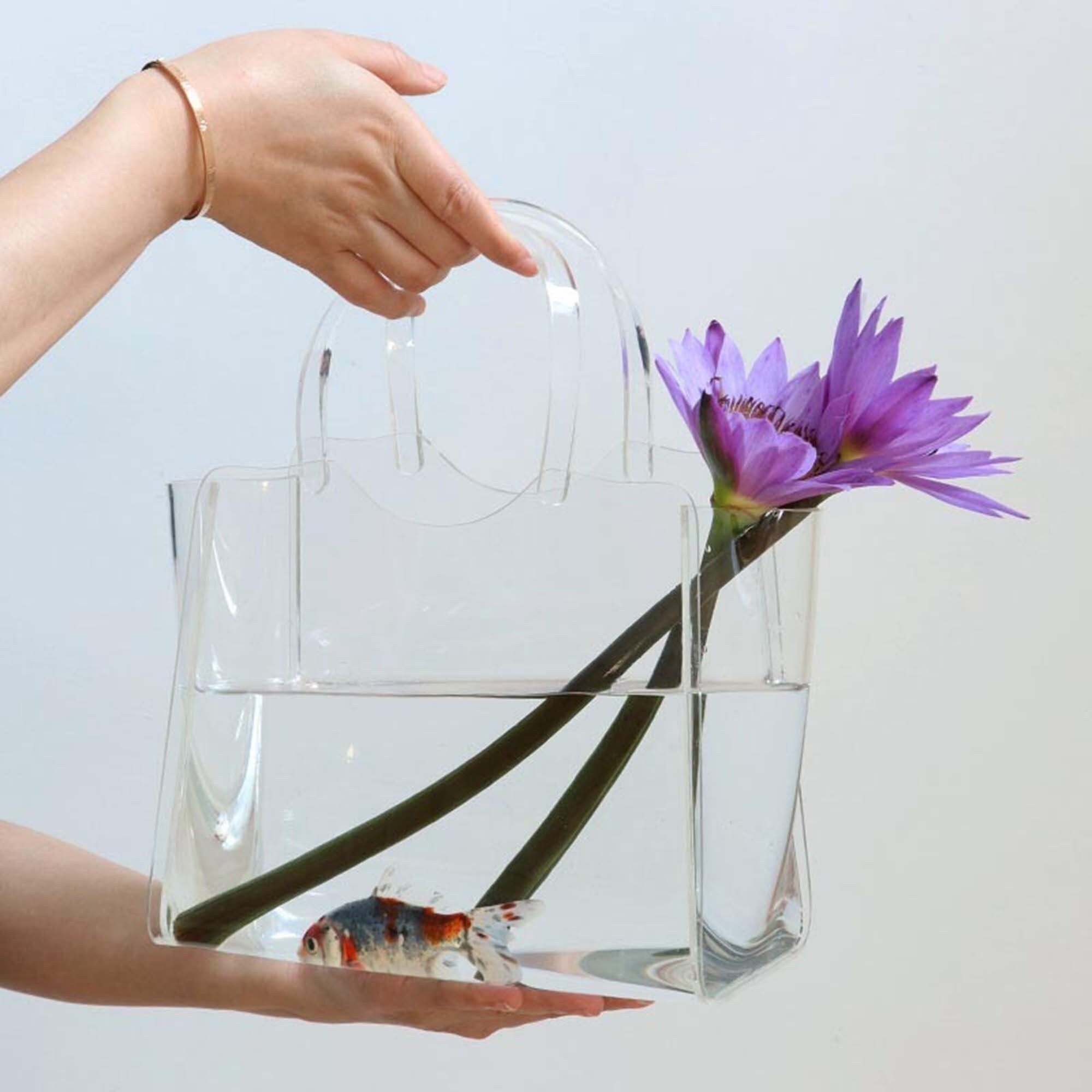 Acrylic Handtied Vase Cerise 20cm/8 Inches 