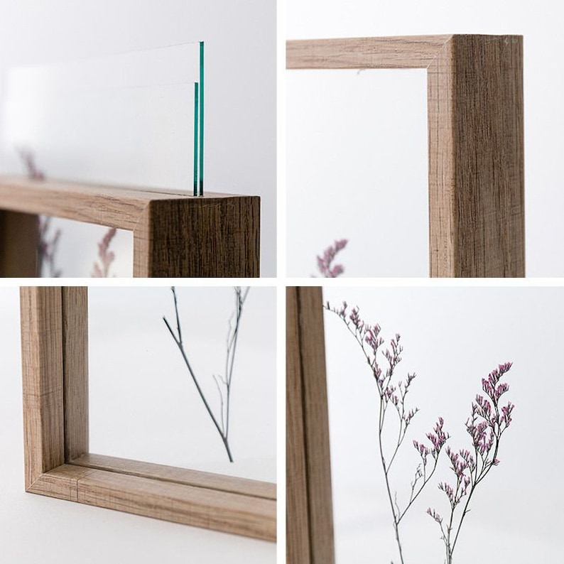 Herbarium Frame for Pressed Flower Art Wood Frame for Dried Flowers,Double Glass Photo Frame for Botanical Art,Pressed Flowers,Wall Hanging