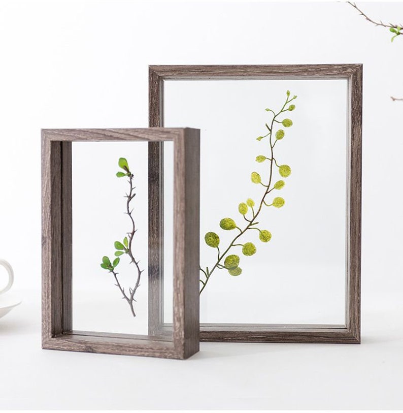 Herbarium Frame for Pressed Flower Art Wood Frame for Dried Flowers,Double Glass Photo Frame for Botanical Art,Pressed Flowers,Wall Hanging