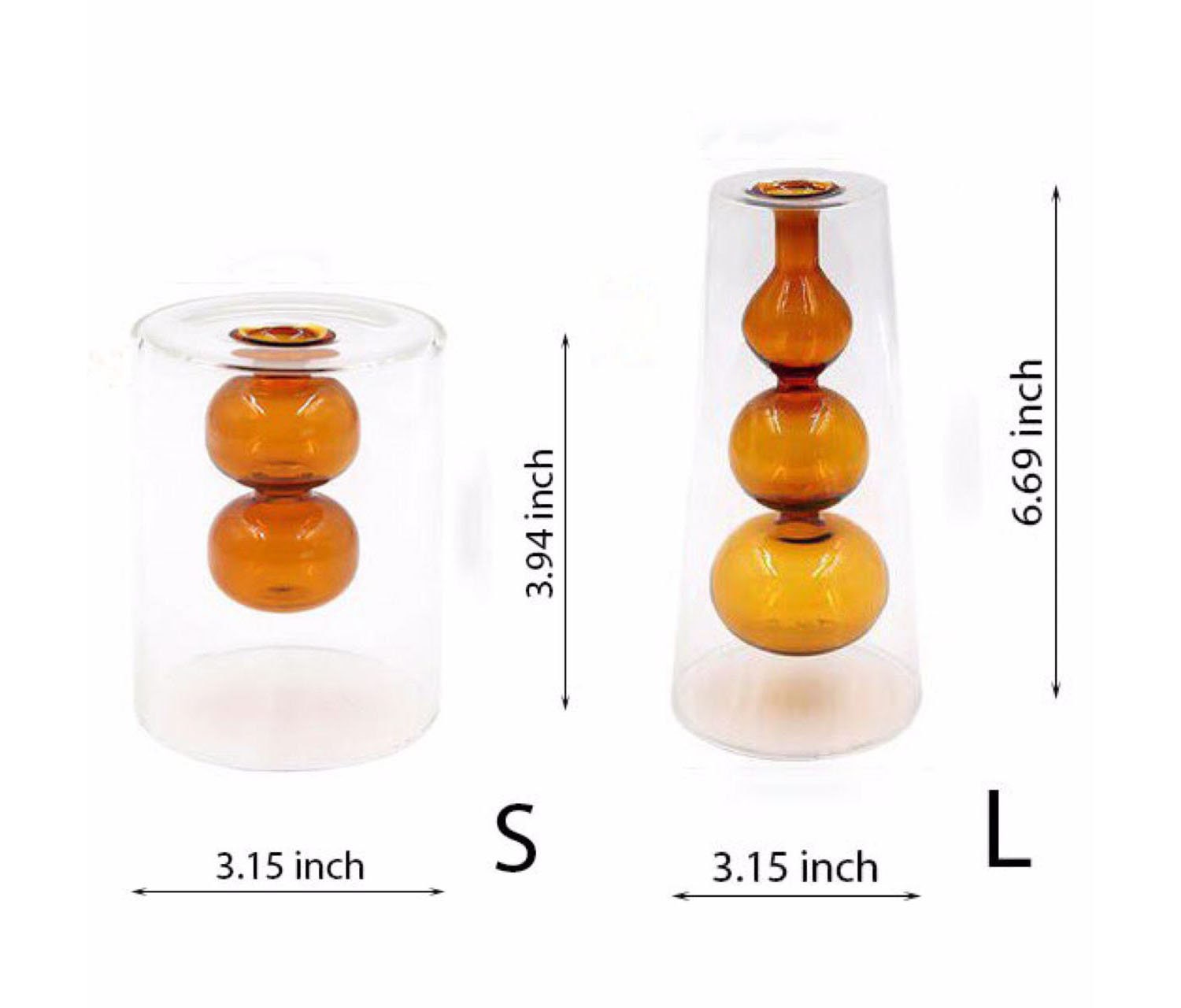 Double Glass Vase Bubble Vase Modern Vase Minimalist Plant Etsy Canada