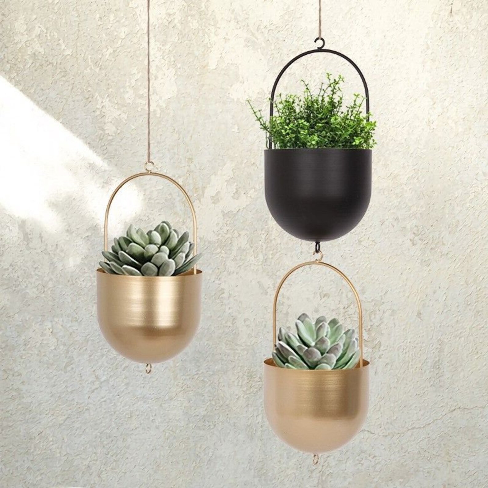 Bright Hanging Planter Indoor Metal Hanging Wall Planter Etsy