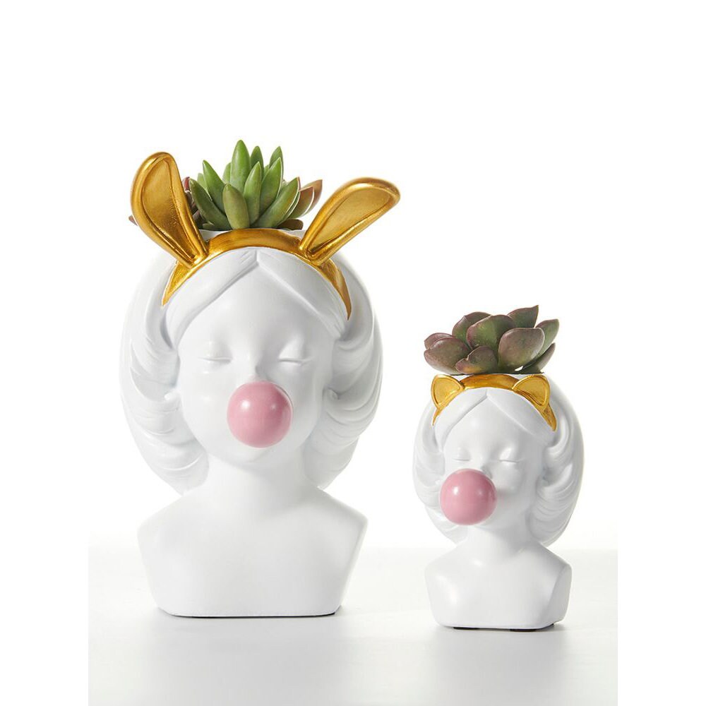 Desktop Chic Girl Succulent Flower Pot Holder Planter Pen with Rabbit Ears Desktop Chic Girl Succulent Flower Pot Holder Planter Pen with Rabbit Ears
