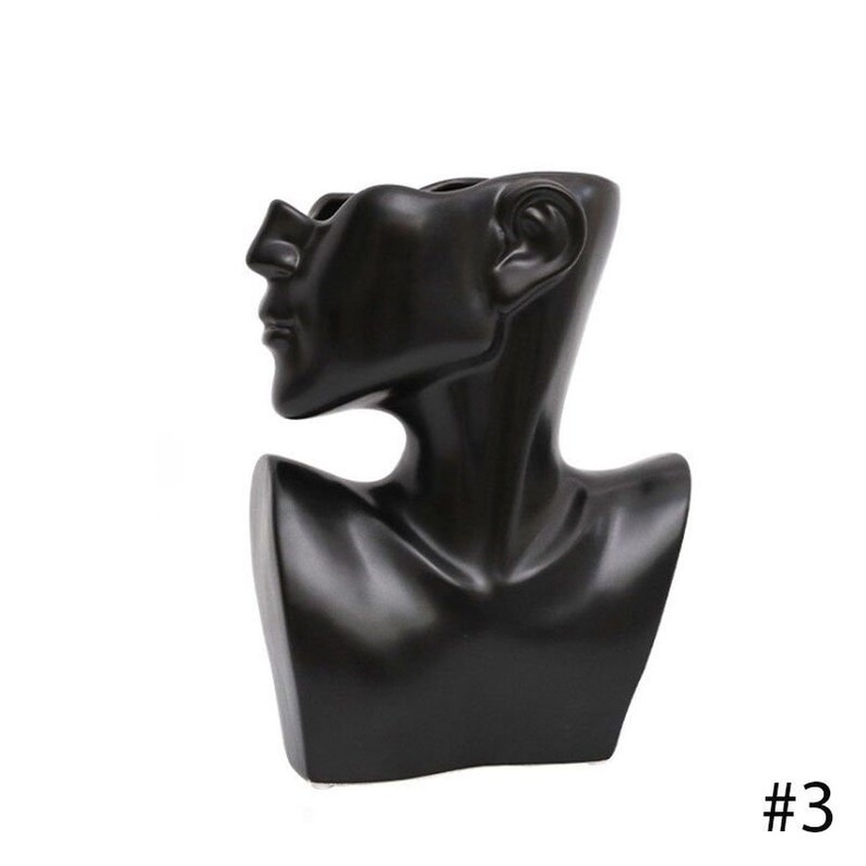 White Lady Face Vase Gold Head Vase Black Head Planter Face Etsy