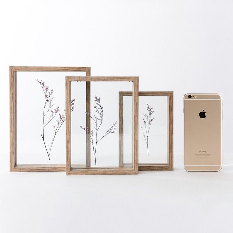 Herbarium Frame for Pressed Flower Art Wood Frame for Dried Flowers,Double Glass Photo Frame for Botanical Art,Pressed Flowers,Wall Hanging