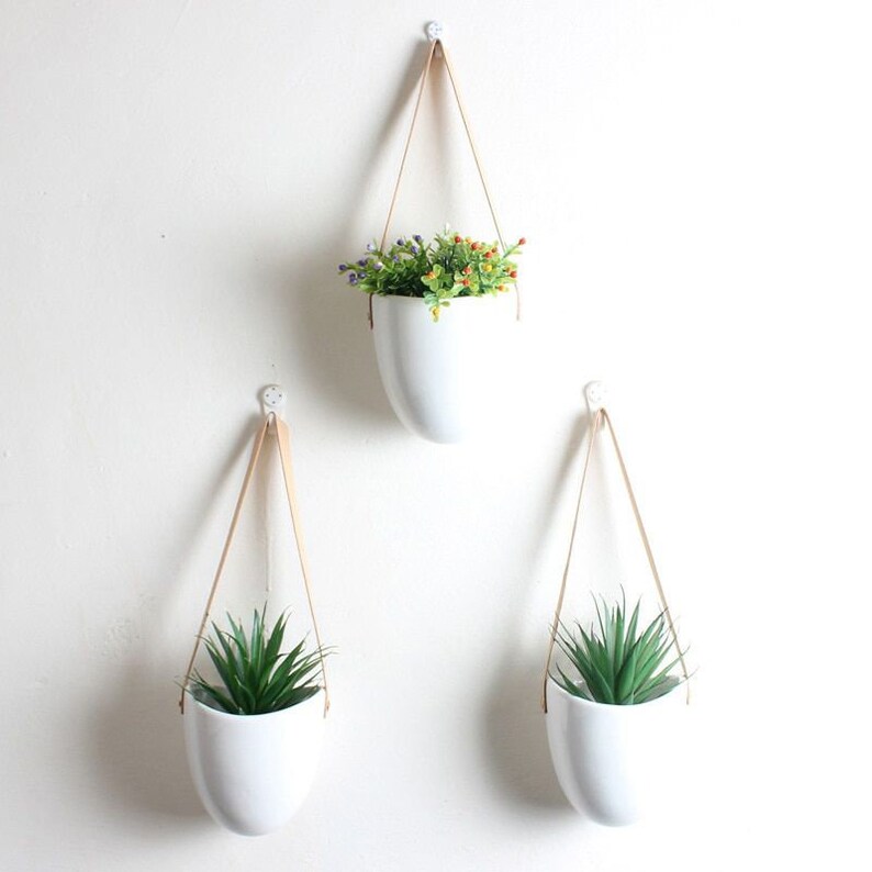 3 Hanging Ceramic Planter Set Hanging Planter Indoor Wall Etsy UK