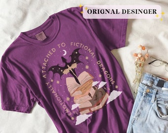 Emotionally Attached to Fictional Dragons Bookish TShirt | Fantasy Romance Reader Gift Romantacy | Book Merch | Wingleader Booktok Shirt