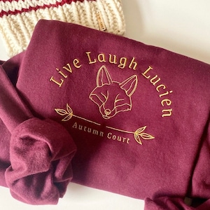 officially licenced Live Laugh Lucien ACOTAR Embroidered Crewneck | Autumn Court  | Sarah j maas Sweatshirt | SJM Fan Gifts | Subtle Bookish