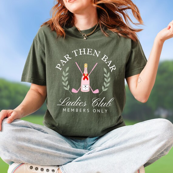 ゴルフクラブレディースTシャツ - パー、それからバー - ゴルフ妻を