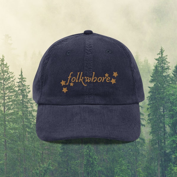 Folkwhore Vintage corduroy Hat | Folklore Embroidered Dad Hat | TS Era Merch | Sad Swift Fans | Taylor Fan Gift | Era Tour Evermore Clothing