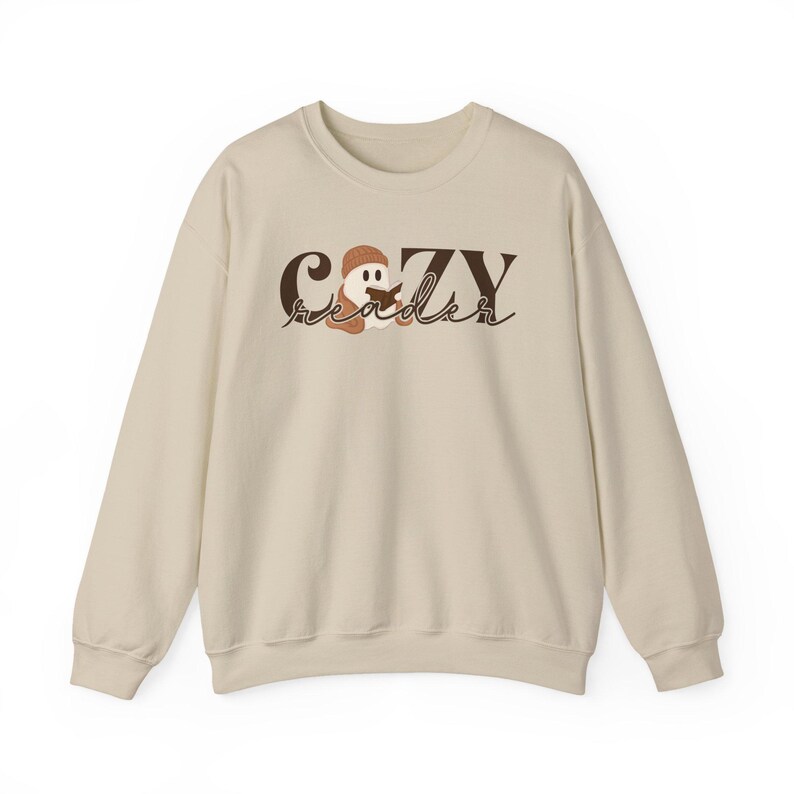 Cozy Reader Ghostie Crewneck, Spooky Cute Ghost Bookish Fall Sweatshirt, Bookworm Autumn, Reader Gifts image 3