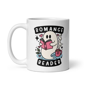 Romance Reader Ghost Mug | Spooky Cute Bookish Mug | Ghostie Coffee Cup | Fall Halloween Lover | Reader Gifts