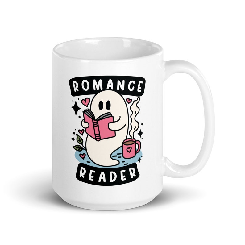 Romance Reader Ghost Mug | Spooky Cute Bookish Mug | Ghostie Coffee Cup | Fall Halloween Lover | Reader Gifts