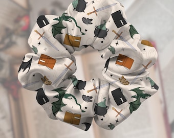 Fantasy Reader Satin Scrunchie, Dragon Lover Gifts, Subtle Book Merch, Bookish Gifts, Bookworm Hair Accessories