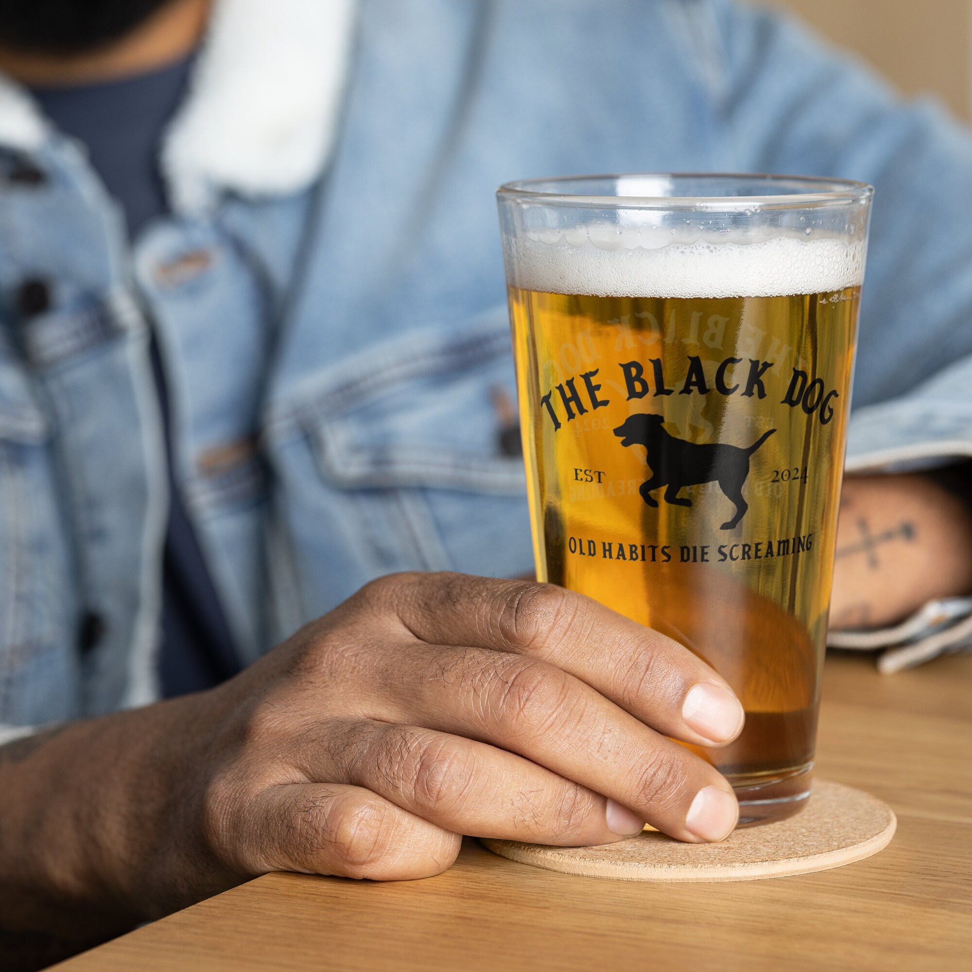 The Black Dog Beer Pint Glass Taylor Torture Poet Merch Old Habits Die  Screaming - Etsy Australia