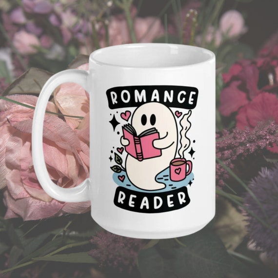 Romance Reader Ghost Mug | Spooky Cute Bookish Mug | Ghostie Coffee Cup | Fall Halloween Lover | Reader Gifts