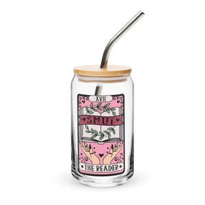 Smut Reader Tarot Iced Coffee Glass with Lid and Straw, Spicy Book Lover Cup, Reader Christmas Gifts, Dark Romance