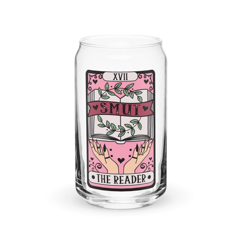 Smut Reader Tarot Iced Coffee Glass with Lid and Straw, Spicy Book Lover Cup, Reader Christmas Gifts, Dark Romance