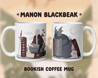 Tazza da caffè Manon Blackbeak SJM TOG Bookish, regali per lettori fantasy, I tredici Abraxos, topo di biblioteca