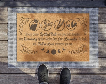 Práctico felpudo mágico / Acogedor tapete de puerta de otoño / Decoración del hogar de Halloween brujo / Hay una pequeña bruja en todos nosotros / Siempre tira sal derramada