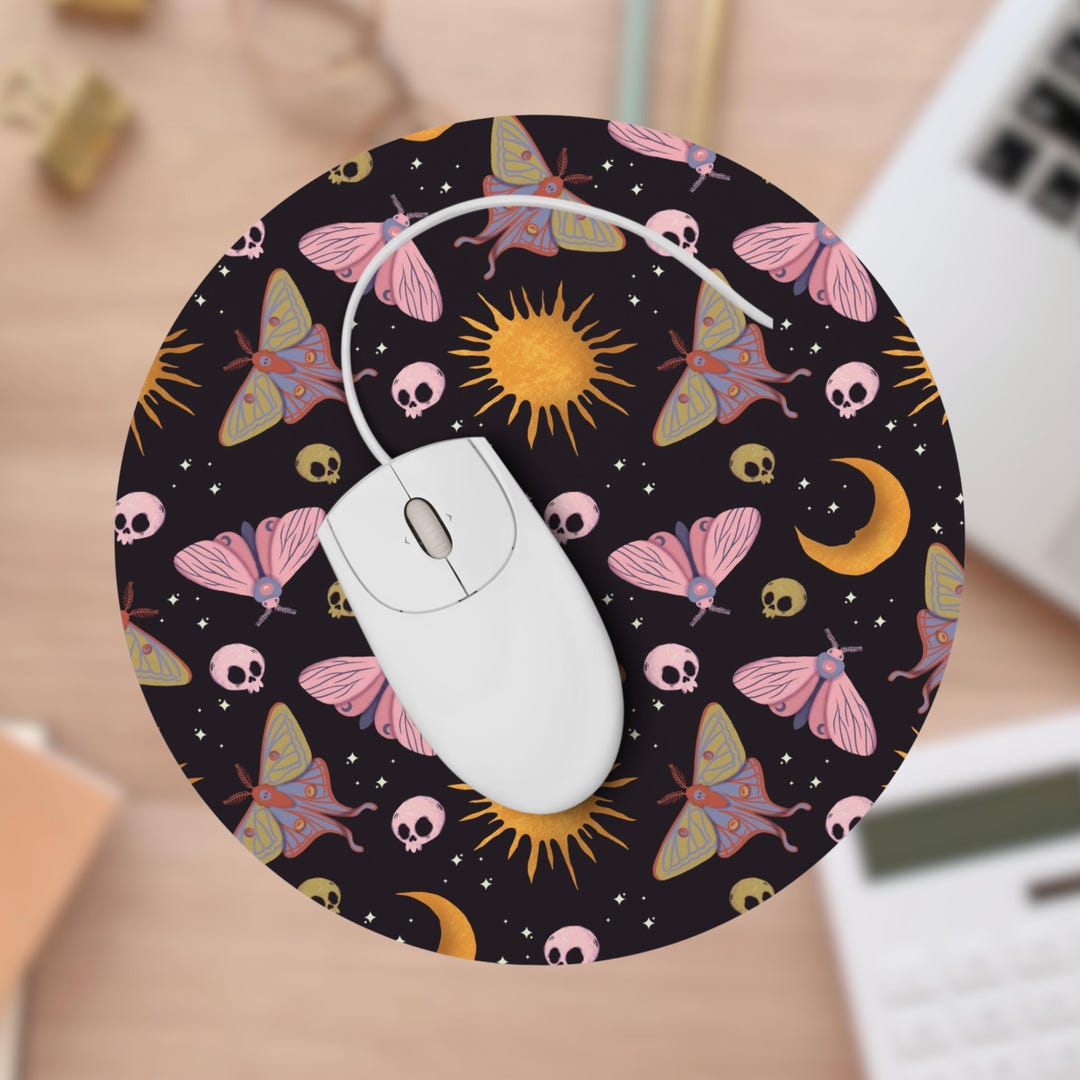 Cottage Core Computer Mouse Dark Cottagecore Skull and Moth Mouse Pad, Witchy Desk Accessories ...