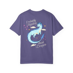 Probably Reading About Dragons Fantasy Lover Tshirt, Bookish Merch, Book lover Gifts, Booktok Romantasy Reads Grape