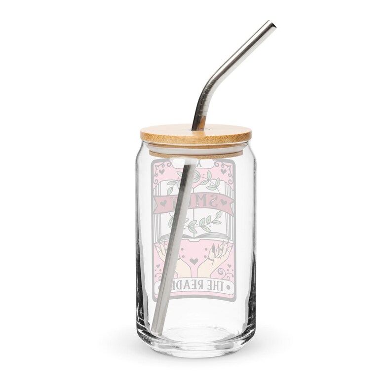 Smut Reader Tarot Iced Coffee Glass with Lid and Straw, Spicy Book Lover Cup, Reader Christmas Gifts, Dark Romance