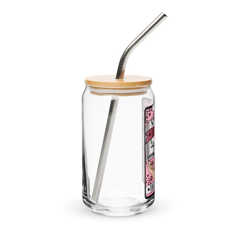 Smut Reader Tarot Iced Coffee Glass with Lid and Straw, Spicy Book Lover Cup, Reader Christmas Gifts, Dark Romance