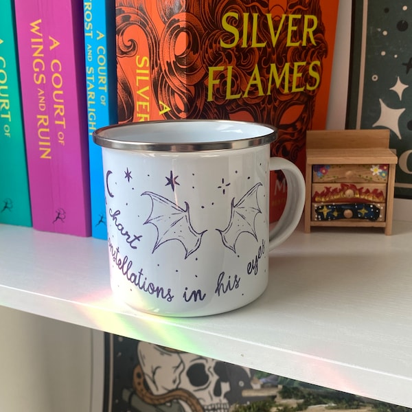 High Infidelity Bookish Enamel Camping Mug | Taylor x ACOTAR merch | Midnights Era | Rhysand Highlord Night Court Coffee Cup | Swift Reader