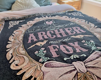 Die Ballade des Bogenschützen und der Fuchs gewebte Decke, lizenzierte Stephanie Garber Book Merch, OUABH Jacks und Evangeline, Fantasy Romance Reader