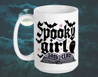 Spooky Girl Book Club Mug | Scary Stories Bookworm Gift | Spooky Reading Cup | Fall Halloween Bookish Coffee Cup
