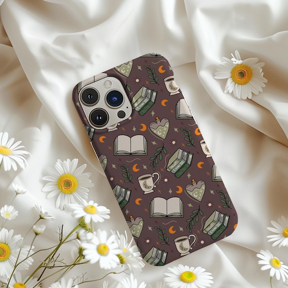 Bookish Witchy Cozy Cottagecore Phone Case for iPhone, Whimsical Phone Case, Reader Phone Case, Bookish Witch Gifts, Bookworm Accessories