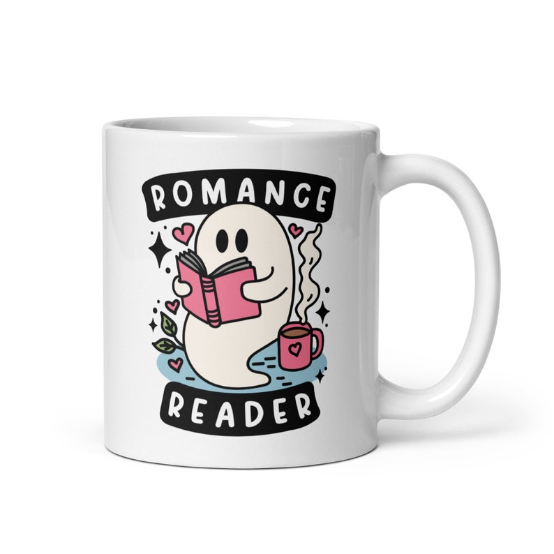 Romance Reader Ghost Mug | Spooky Cute Bookish Mug | Ghostie Coffee Cup | Fall Halloween Lover | Reader Gifts