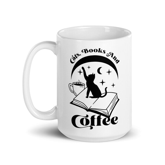 Tazza Per Amanti Dei Libri E Gatti – FALJIOK, Ceramica, Regalo Originale Per Lettori - 2