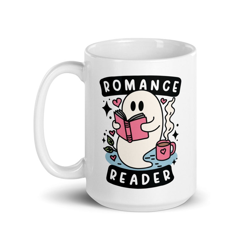 Romance Reader Ghost Mug | Spooky Cute Bookish Mug | Ghostie Coffee Cup | Fall Halloween Lover | Reader Gifts