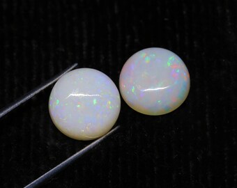 9 MM Round White Australian Opal Cabochon Natural Opal Stones Loose Gemstones For Ring & Jewelry Making