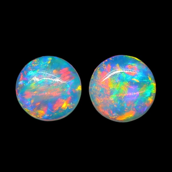 Coppia di opali rotondi da 4 mm Opale australiano Cabochon Pietre opali naturali Pietra preziosa opale sciolta