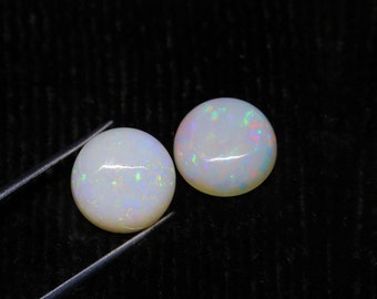 9 MM Round White Australian Opal Cabochon Natural Opal Stones Loose Gemstones For Ring & Jewelry Making