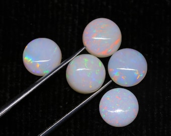 8 MM Round White Australian Opal Cabochon Natural Opal Stones Loose Gemstones For Ring & Jewelry Making