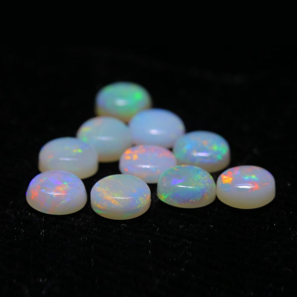 6 MM Round Multi Fire Australian Opal Cabochon Natural Opal Stones Loose Gemstones For Ring & Jewelry Making