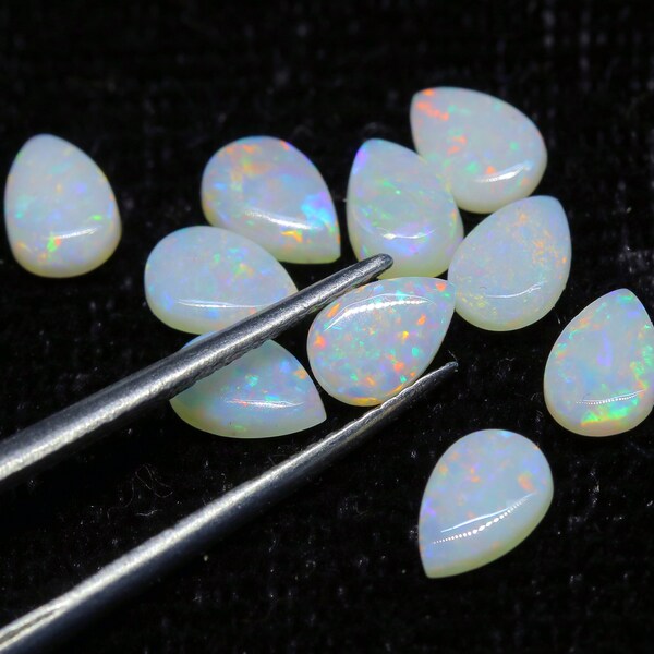6 x 9 MM Birne, australischer Opal, Weiß, Opal, Cabochon, Natur, Stein, lose, Edelsteine, für Opal Ring, Anhänger & Schmuckherstellung