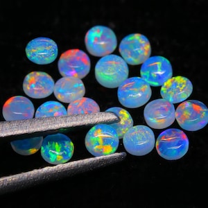 2 MM Round, Multicolor, Fire, Australian Opal, Cabochon, Natural, Opal, Stones, Loose, Gemstones, For Ring Pendant & Jewellery Making